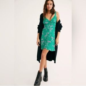 Wpmen's Free People Mini Green Floral Dress Size Small